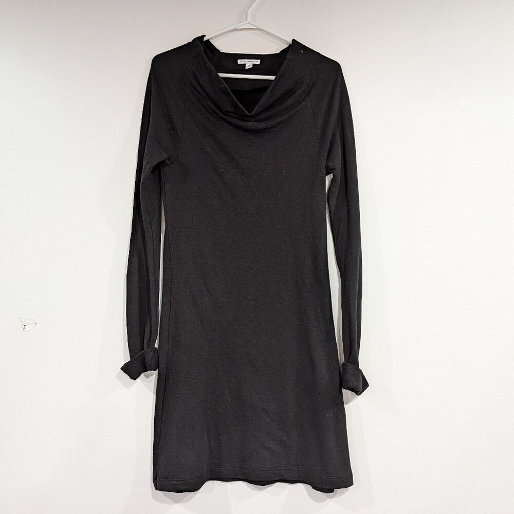 Standard James Perse Cowl Neck Long Sleeve Dress Black Size 2 Size Medium